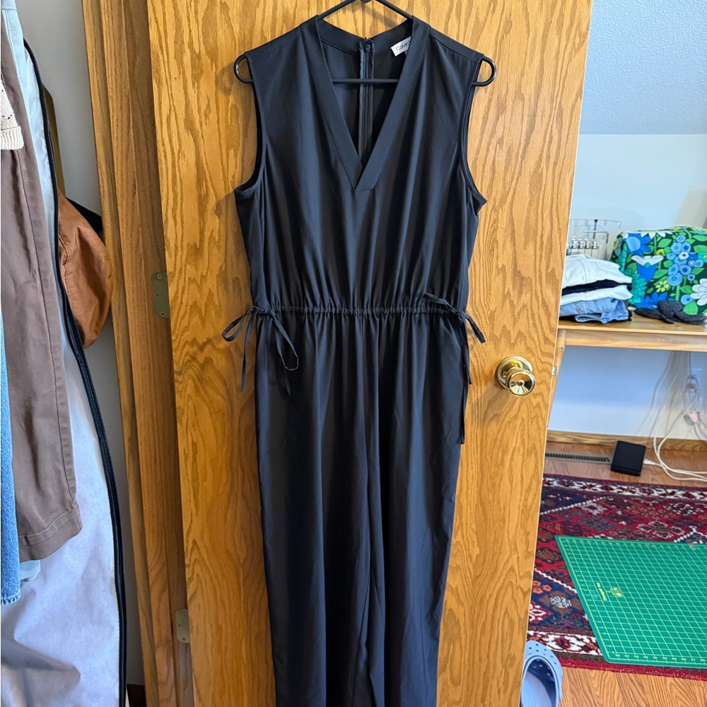Calvin Klein Black Tie Waist V-Neck Jumpsuit